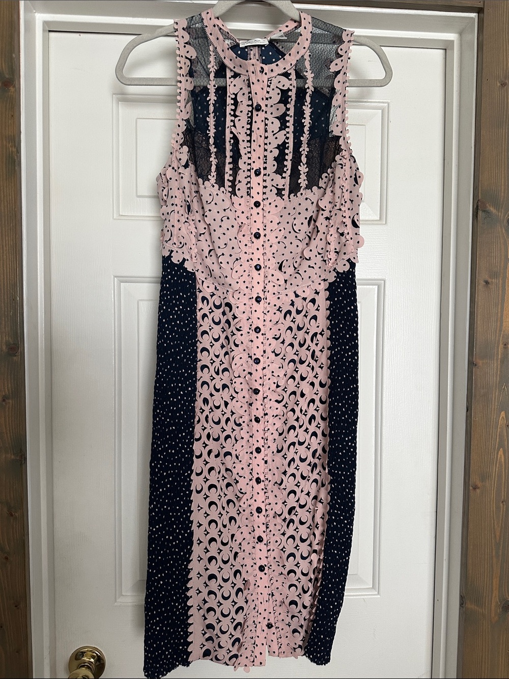 Byron Lars Pink and Black Mixed-Print Sleeveless Midi Dress